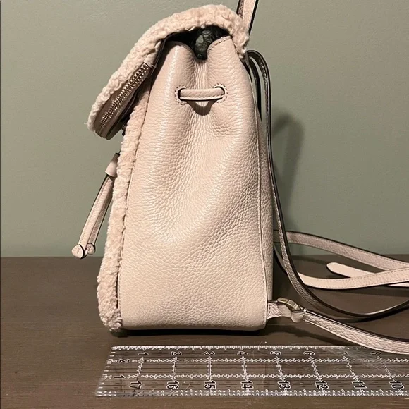 Kate Spade Beige/Cream Shearling and Leather Backpack display picture 3